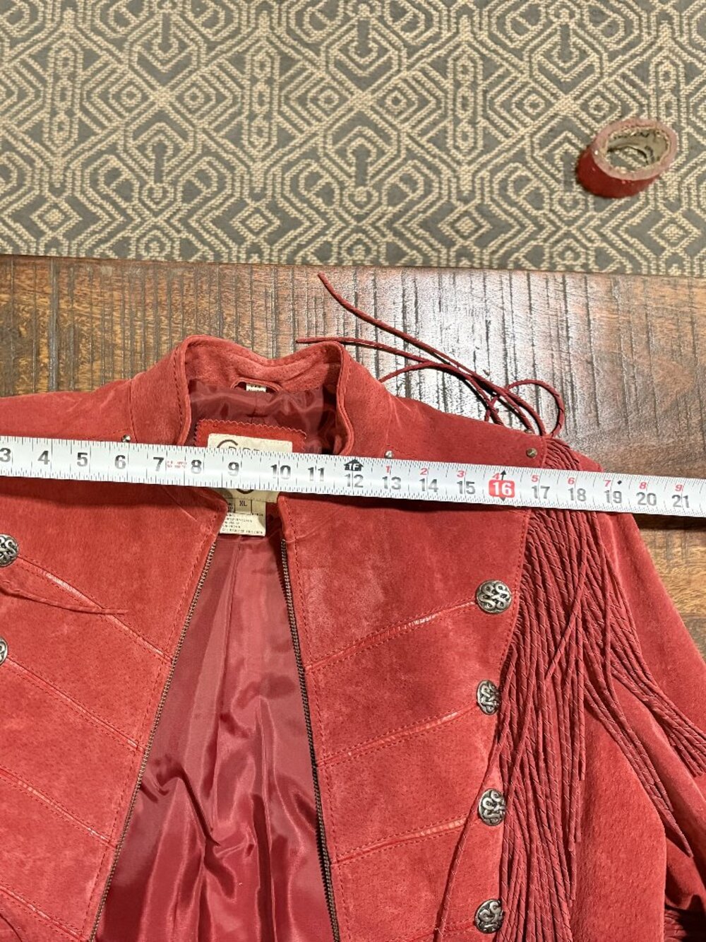Cripple Creek Red Suede Fring Jacket Size XL - Picture 7 of 7